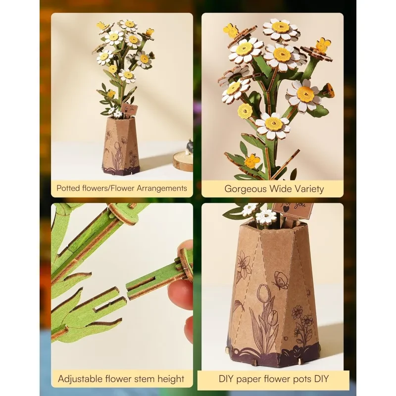 3D Wooden Puzzle Flower Model Kits