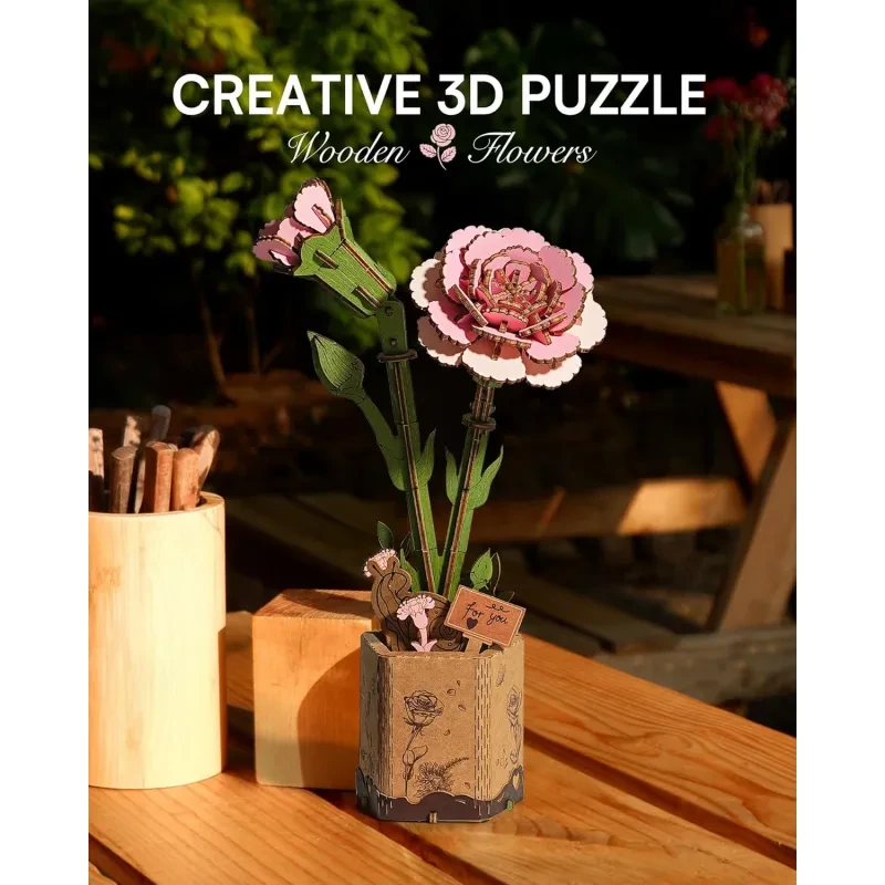 3D Puzzle Flowers Wooden Model Kits for Adults
