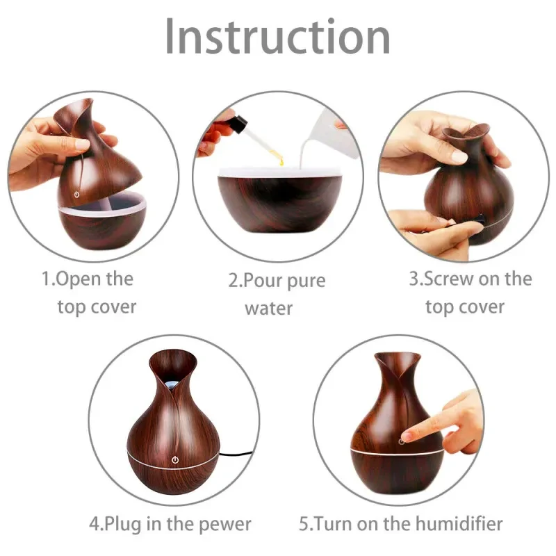 LED Ultrasonic Aroma Humidifier & Essential Oil Diffuser