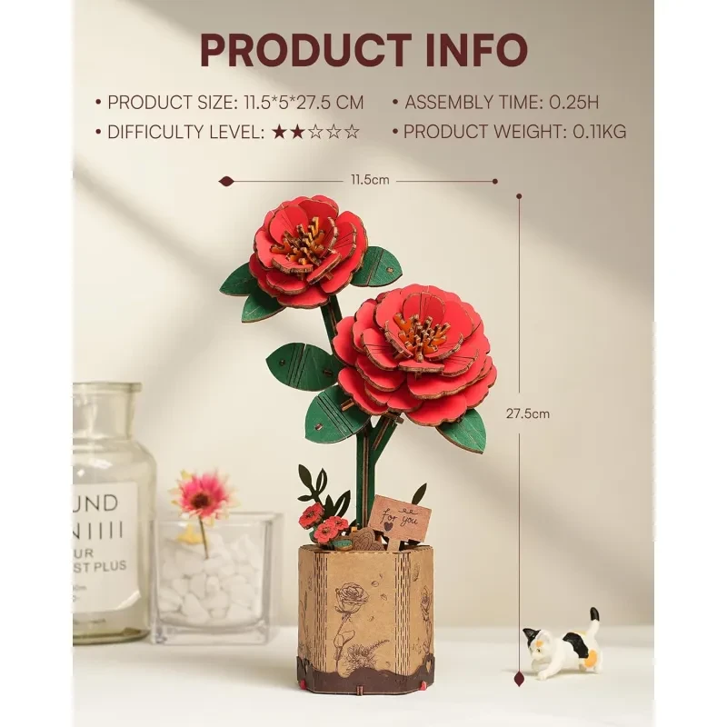 3D Puzzle Flowers Wooden Model Kit