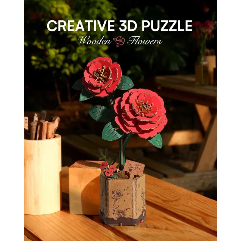 3D Puzzle Flowers Wooden Model Kit