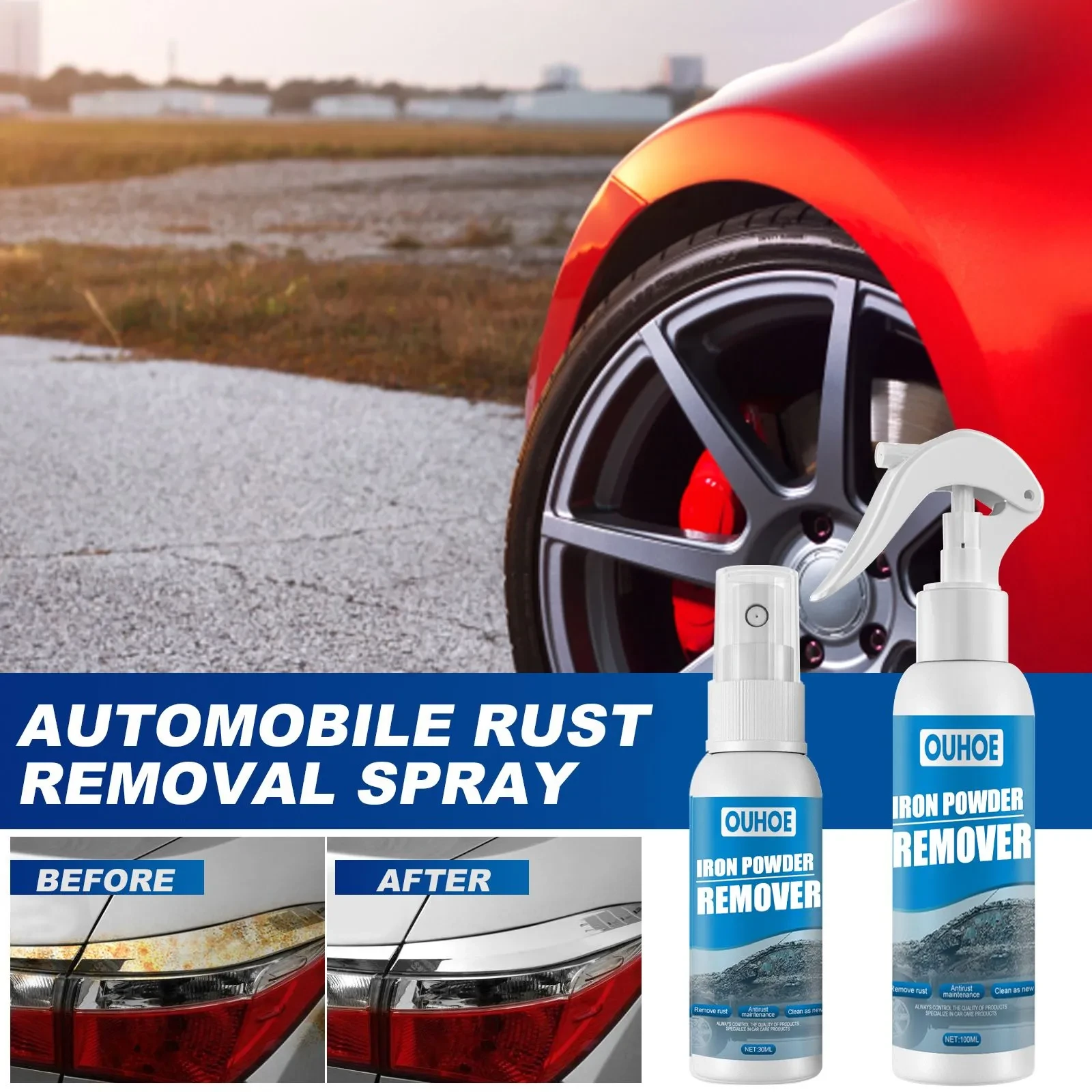 OUHOE Car Iron Powder Rust Remover Spray