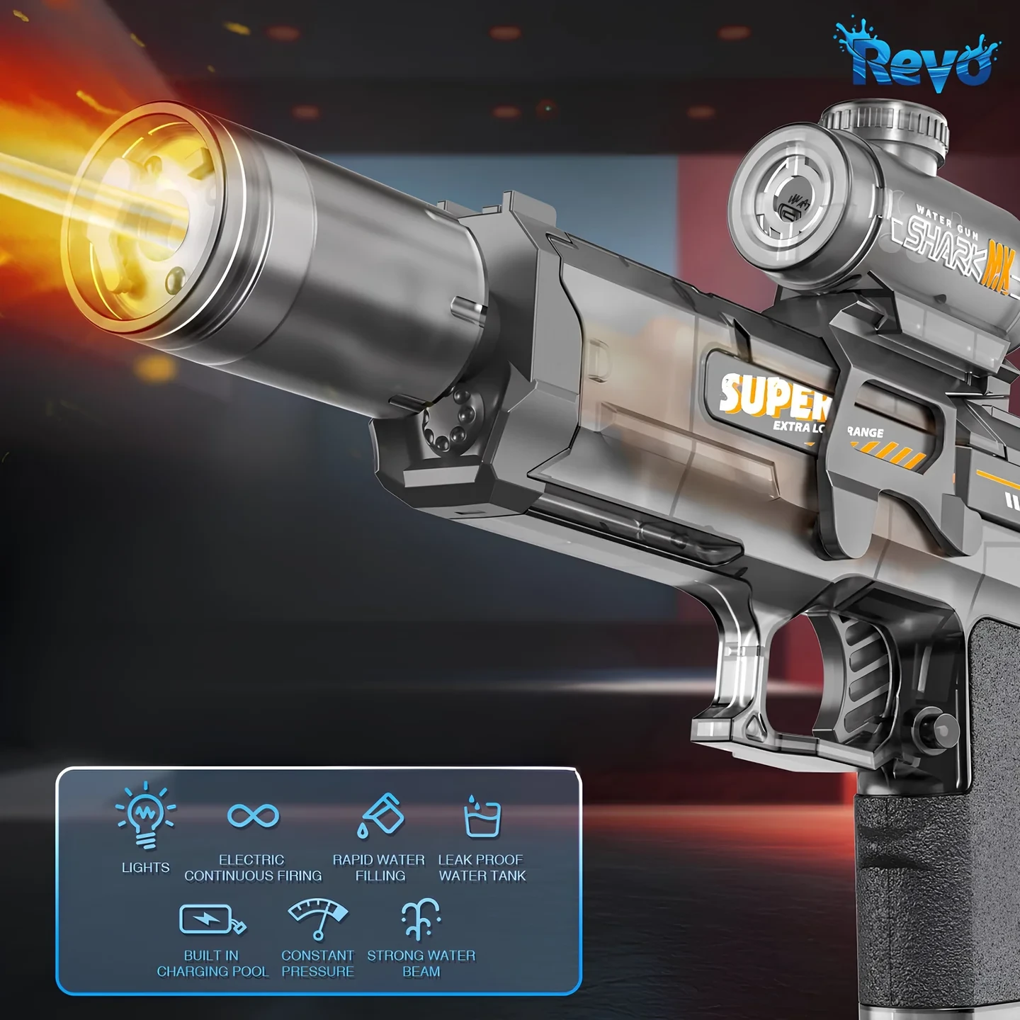 🔥 REVO Blaze – Electric Water Blaster with Flame Effect 💦