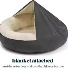 Kennel Pet Bed with Attached Blanket