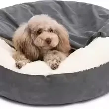 Kennel Pet Bed with Attached Blanket