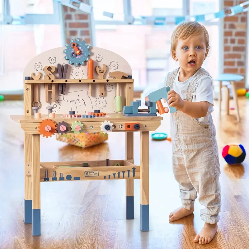 ROBOTIME Wooden Tool Workbench for Kids