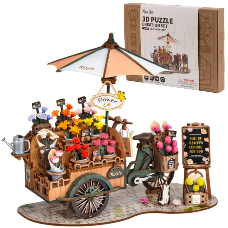 Rolife New Wooden Puzzle Blossom Cart