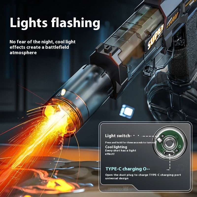 Electric LED Water Gun for Kids – Automatic Spray & Recoil Summer Toy