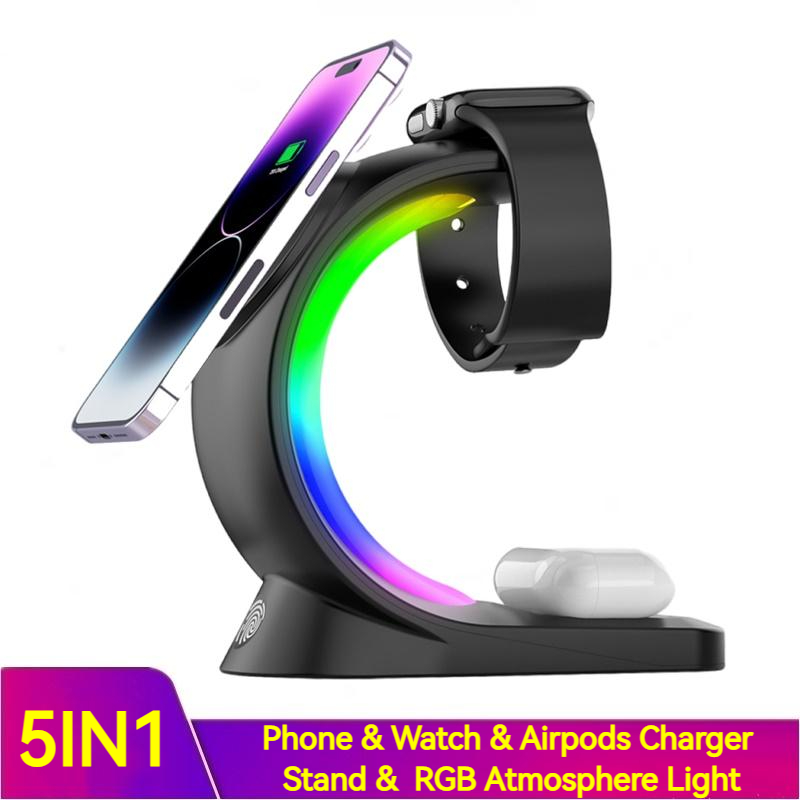 4-in-1 Magnetic Wireless Charging Station with LED Light