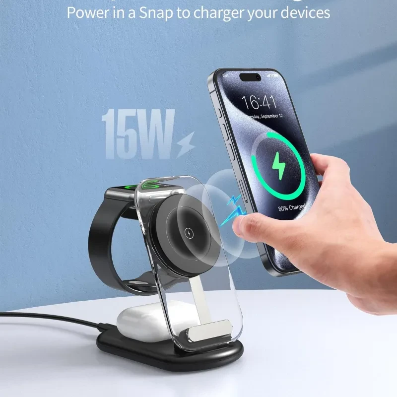 3-in-1 Transparent Magnetic Wireless Charger