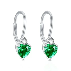 Heart Zirconia Sterling Silver Birthstone Earrings
