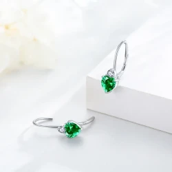 Heart Zirconia Sterling Silver Birthstone Earrings