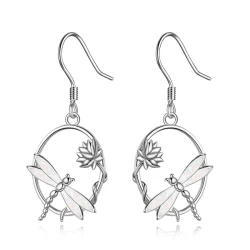 Dragonfly Opal Silver Dangle Earrings