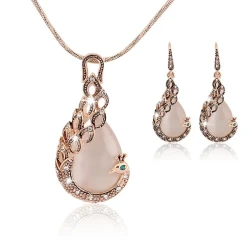 Elegant Peacock Jewelry Set with Necklace and Earrings