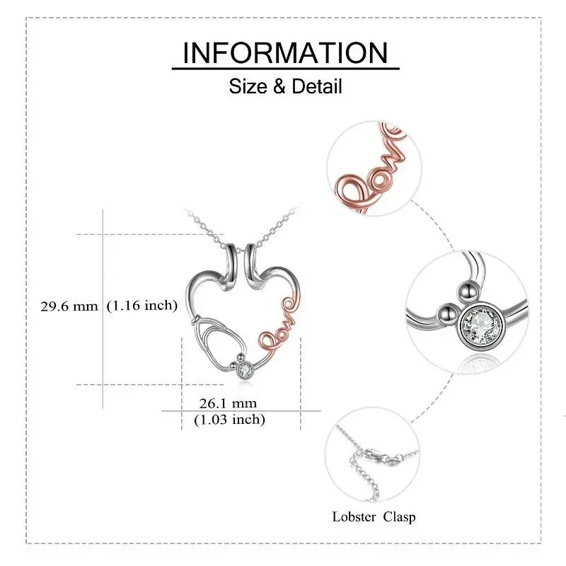 Love Nurse Stethoscope Pendant Necklace