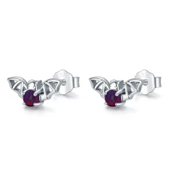 Sterling Silver Opal Bat Earrings