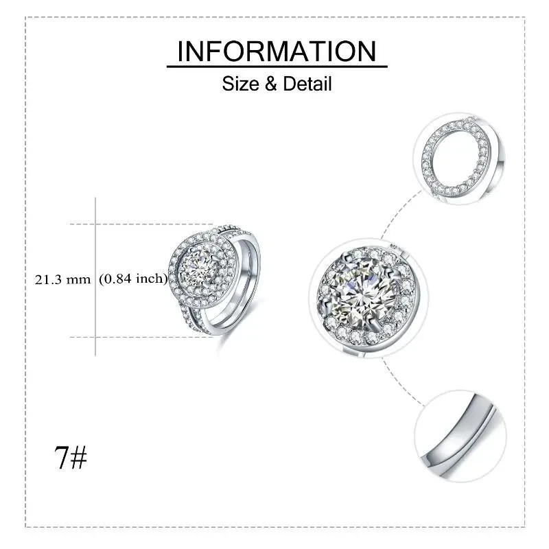 925 Sterling Silver Double Halo CZ Ring Set