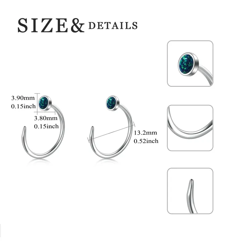 Opal Half Cuff Hoop Huggie Earrings for Women