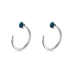 Opal Half Cuff Hoop Huggie Earrings for Women
