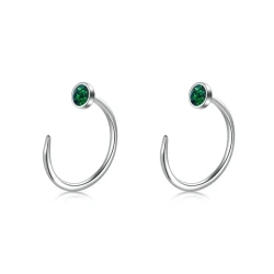Opal Half Cuff Hoop Huggie Earrings for Women
