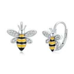 Sterling Silver Bumble Bee Hoop Earrings for Women & Girls